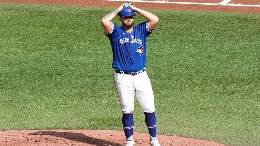 angels taylor ward struck in head by pitch from blue jays alek manoah taken to hospital terrible moment