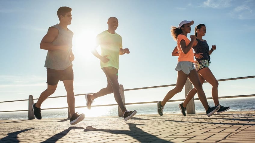 Group of people running