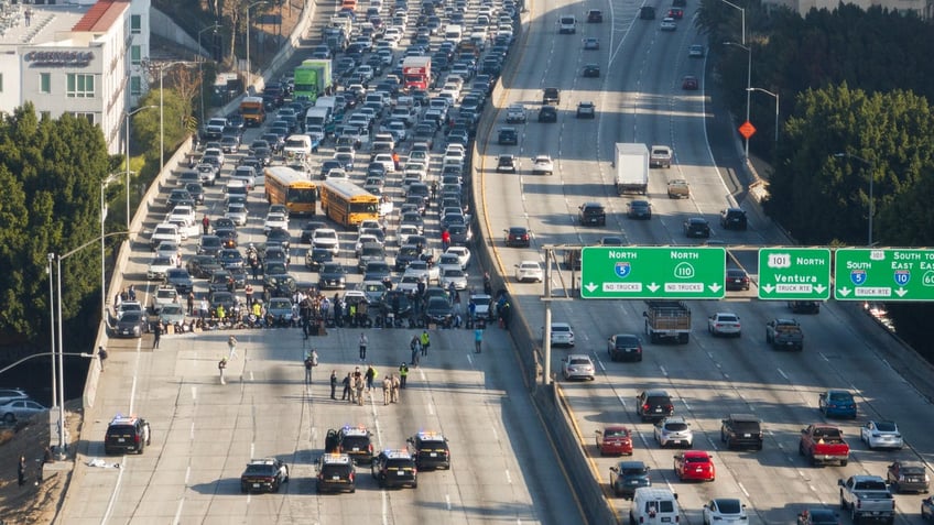 Freeway shut down by protesters