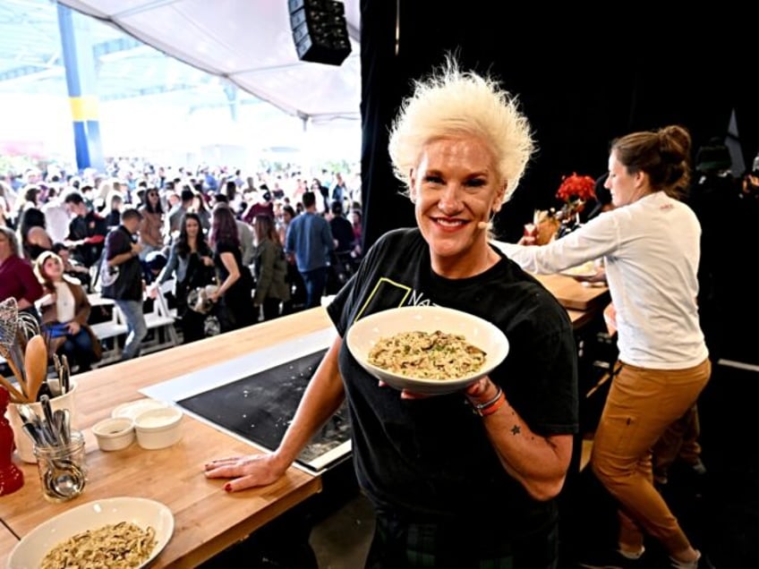 NEW YORK, NEW YORK - OCTOBER 15: Anne Burrell makes a culinary presentation during the Foo