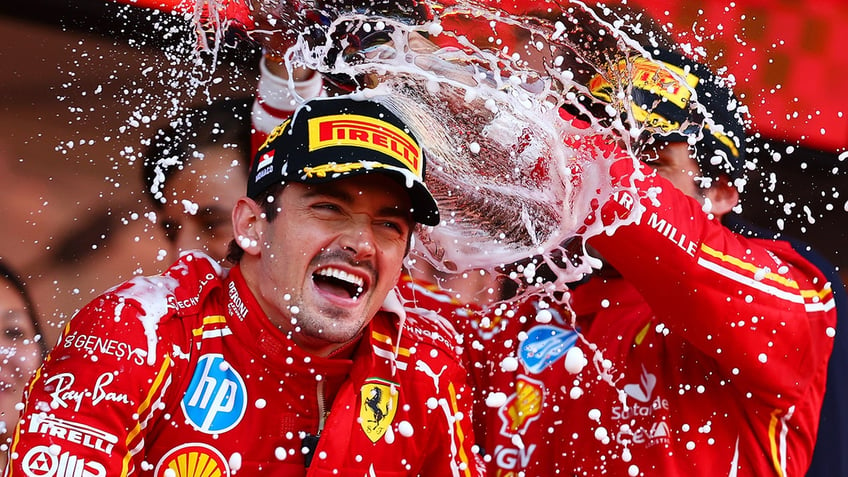 Charles LeClerc champagne shower