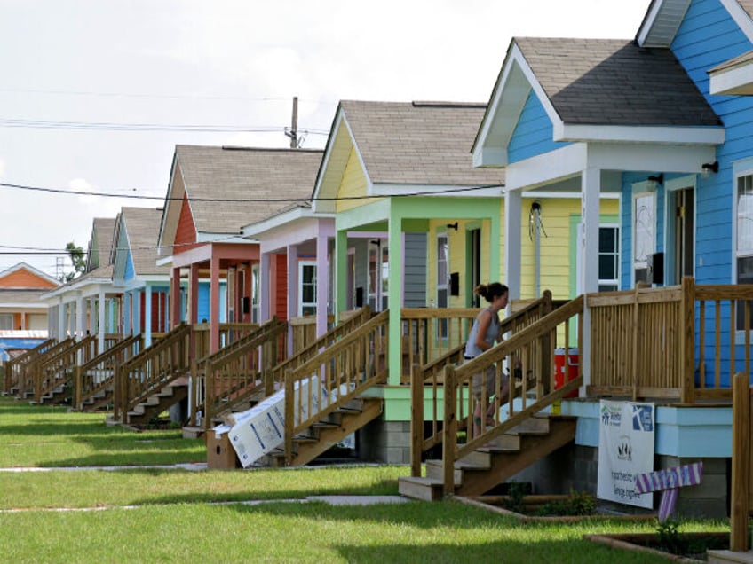 Rows of homes built by Habitat for Humanity volunteers at Musician's Village in the U