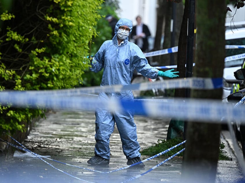 LONDON, ENGLAND - MAY 12: Police forensics officers seen near the home of UK Prime Ministe