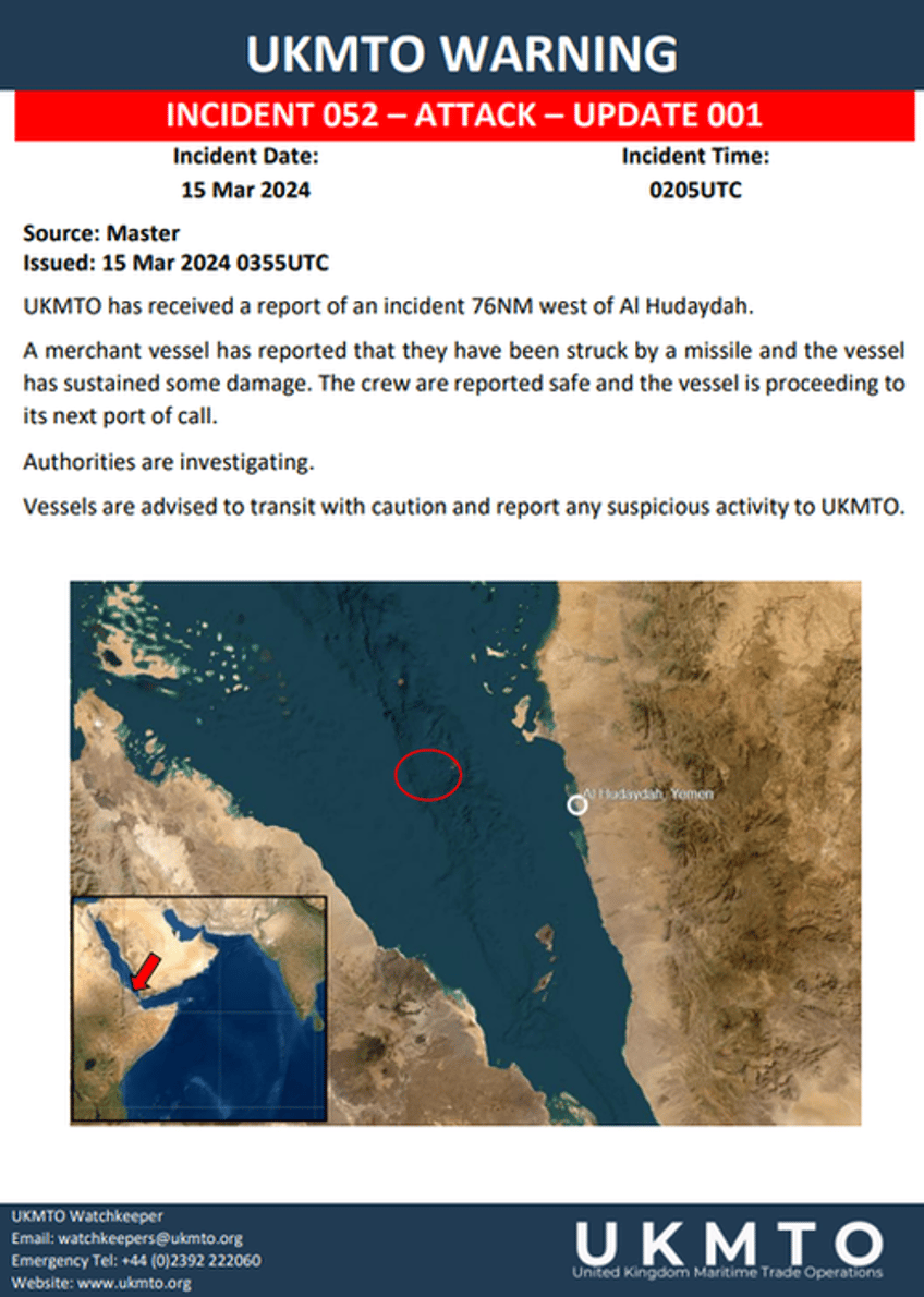 another ship hit by missile in red sea former nato commander warns maritime risk highest ever