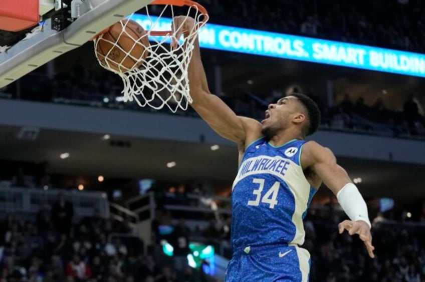 antetokounmpo bucks breeze past knicks 146 122 into semifinals of in season tournament