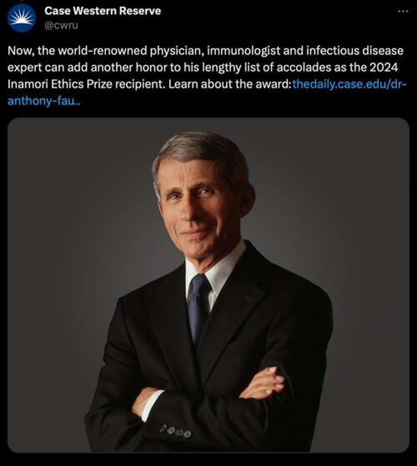 anthony fauci to receive prestigious ethics prize for saving millions of lives