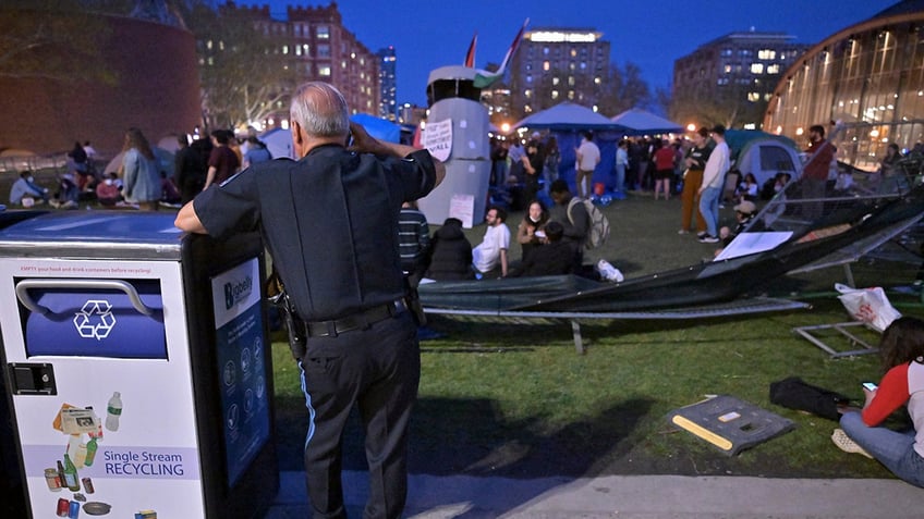 Police watching the protesters