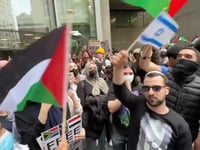 Anti-Israel agitators in NYC shout down man waving Israeli flag: ‘Shame on you!’