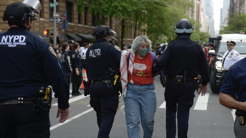 Woman with blue hair is arrested