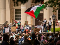 Anti-Israel agitators rock University of North Carolina, vandalize building and remove American flag