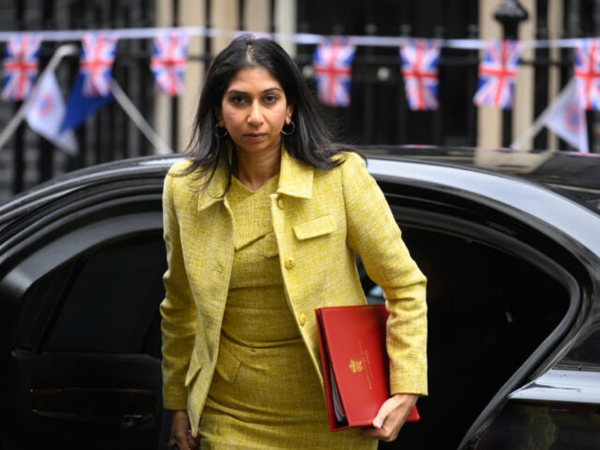 LONDON, ENGLAND - MAY 09: Home Secretary Suella Braverman arrives at number 10, ahead of the weekly Cabinet meeting at Downing Street on May 09, 2023 in London, England. The Conservative Party lost over 1000 seats in the local council elections that took place last week. (Photo by Leon Neal/Getty …