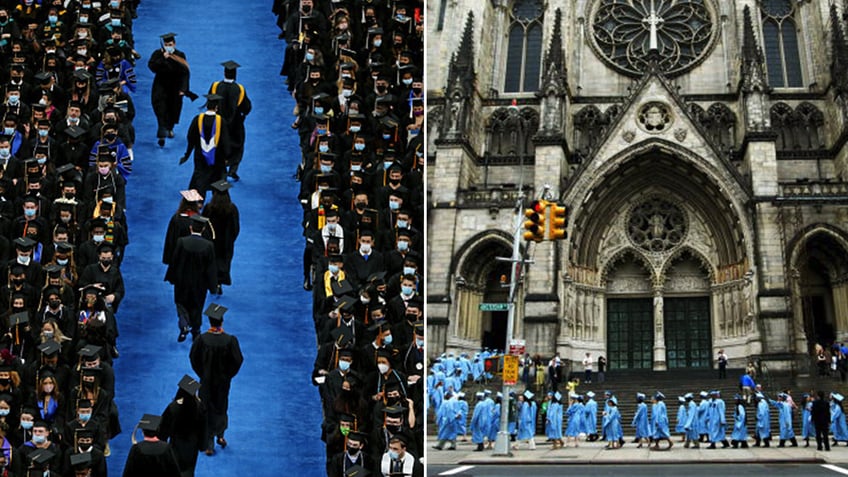 College graduation split image