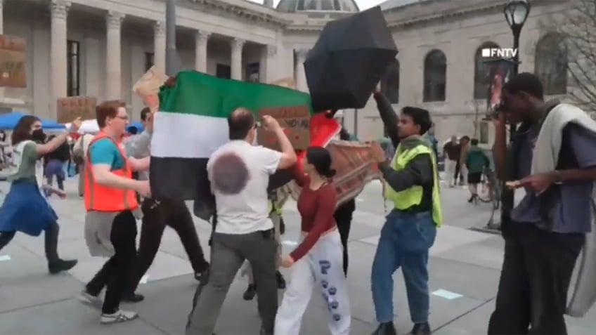 Yale protesters hound man