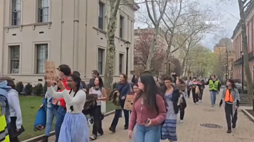 Yale protesters march across campus