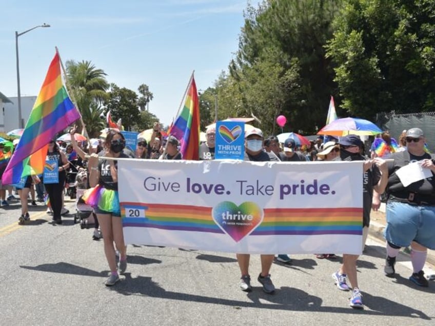 Attendees celebrate their sexuality at a 2022 Pride parade in West Hollywood, California -