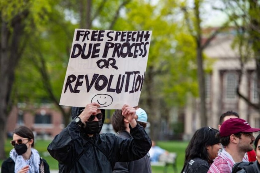 Demonstrators protest Harvard's stance on the war in Gaza and show support for Palestinian