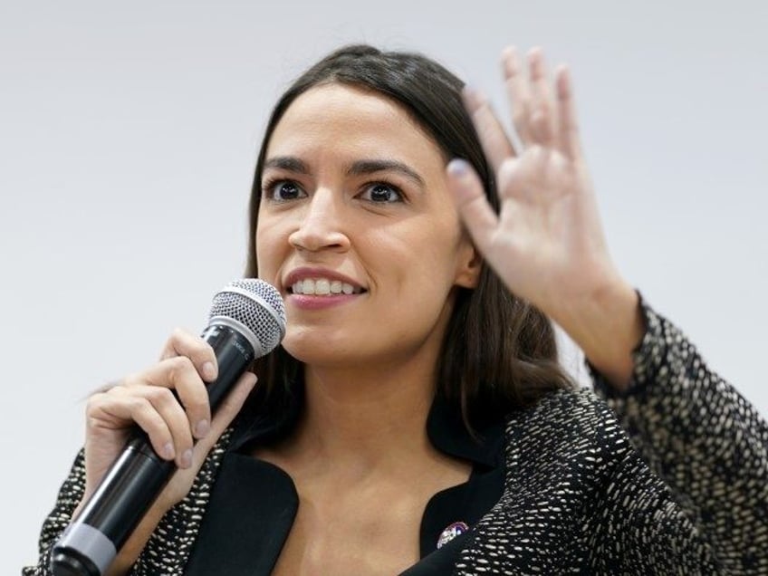 GLASGOW, SCOTLAND - NOVEMBER 09: Alexandria Ocasio-Cortez, U.S. Representative for New York's 14th congressional district, speaks during an event at the US Climate Action Centre during COP26 on November 9, 2021 in Glasgow, Scotland. Day ten of the 2021 climate summit in Glasgow will focus on Gender, Science and Innovation. …