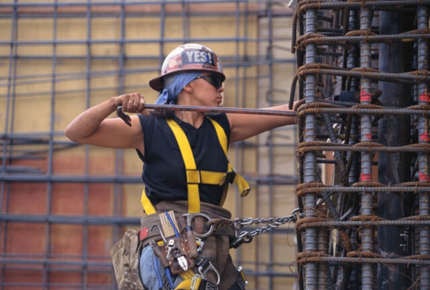 Woman Working with Rebar