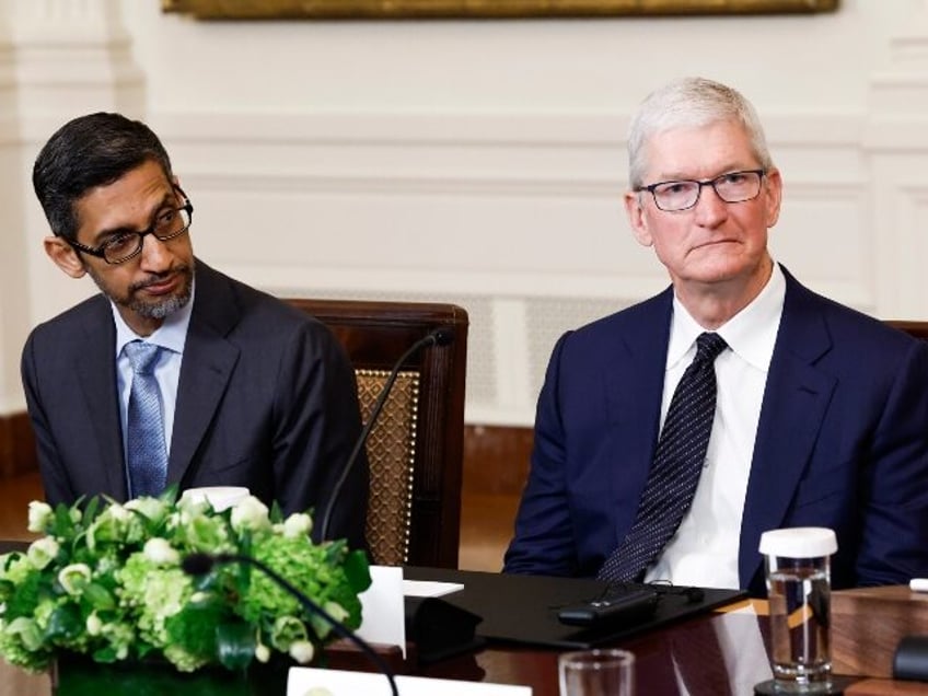 Sundar Pichai of Google and Tim Cook of Apple