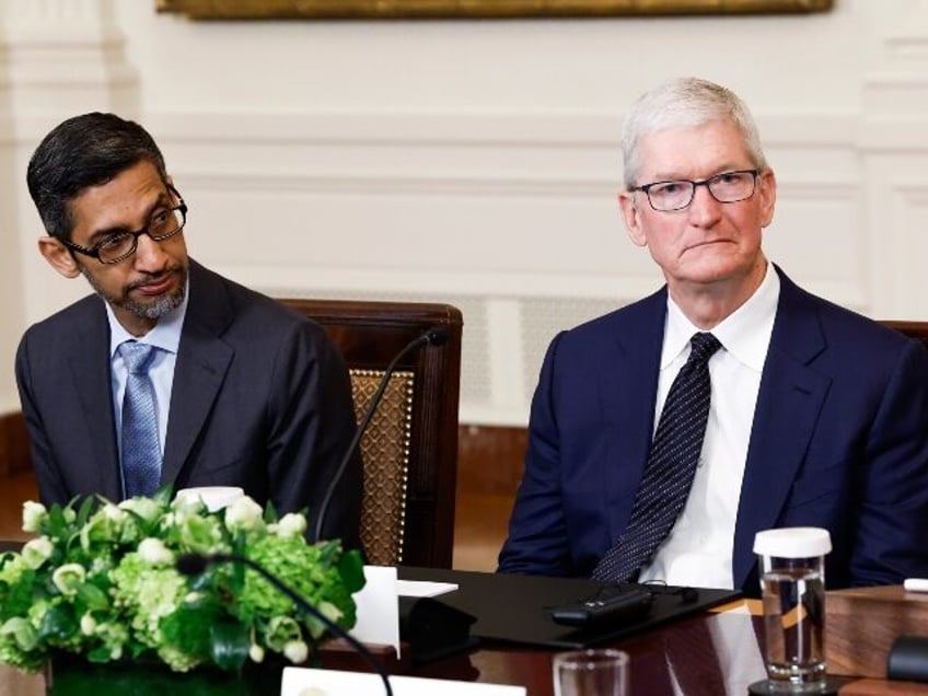 Sundar Pichai of Google and Tim Cook of Apple