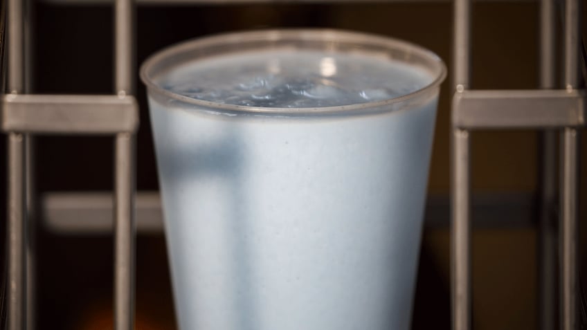 A glass of blue milk 