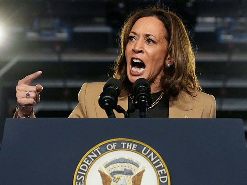 Democratic presidential nominee Vice President Kamala Harris speaks at a campaign event Thursday, Oct. 10, 2024, on the Gila River Indian Community reservation in Chandler, Ariz. (AP Photo/Ross D. Franklin)