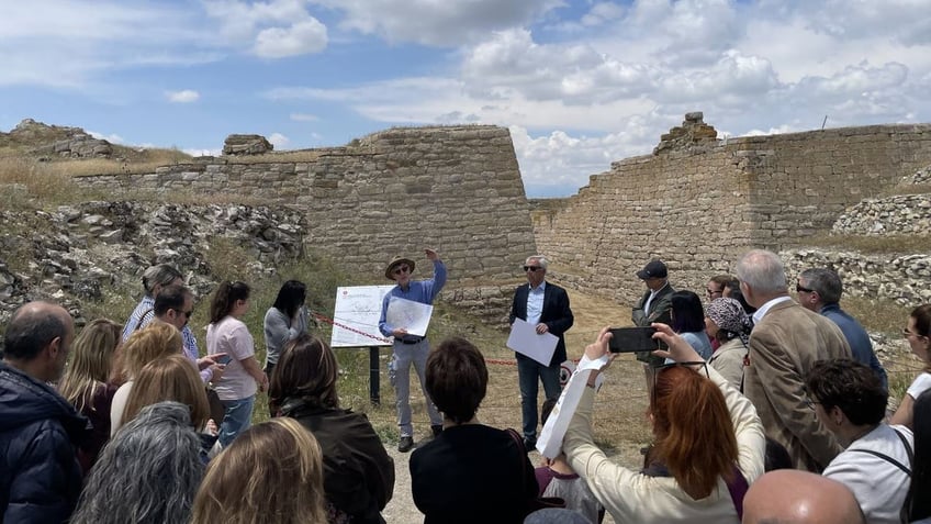 Archaeologists giving tour at Gordion site