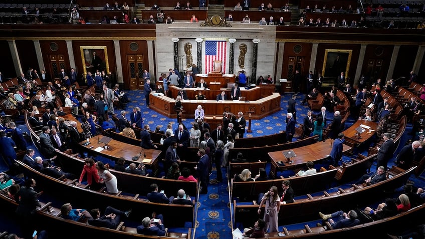 Members of Congress on the house floor 