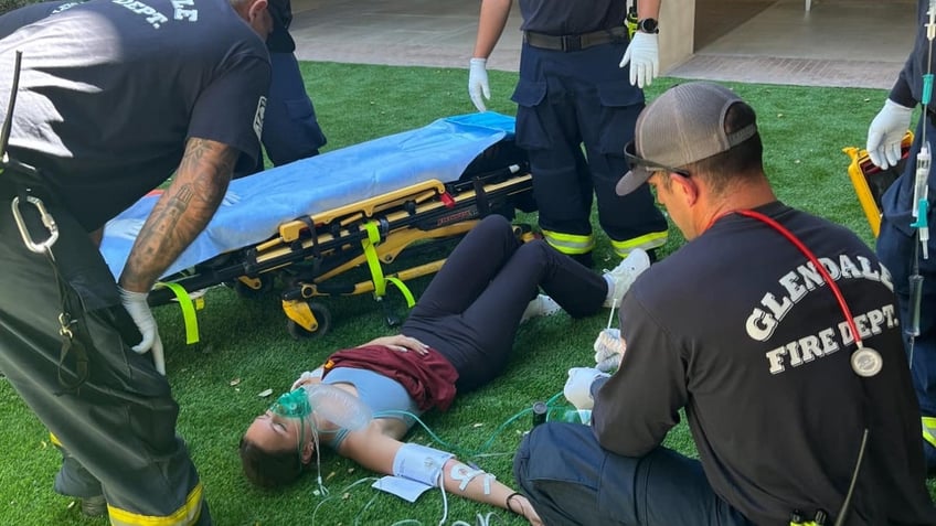 Mara Daffron receives treatment from emergency medical professionals on Sept. 19