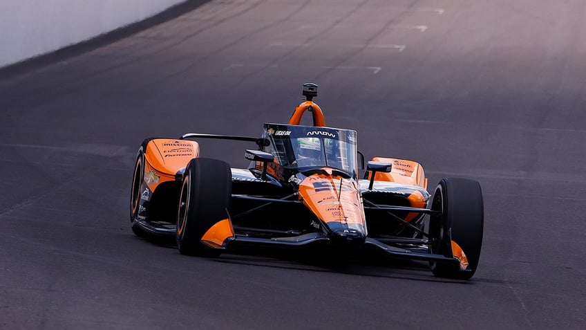 Pato O'Ward drives at Indianapolis Motor Speedway