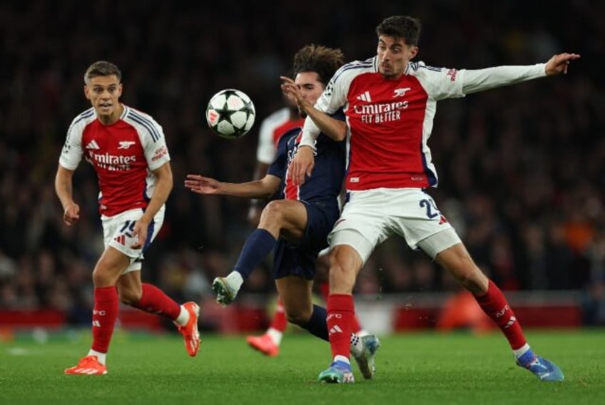 Kai Havertz (R) was among the scorers for Arsenal against Paris Saint-Germain