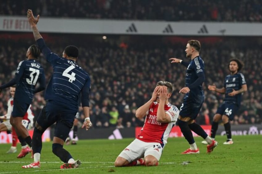 Arsenal's Leandro Trossard shows his frustration during the damaging draw against Aston Vi