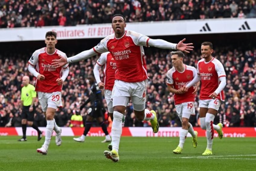 Gabriel Magalhaes (centre) opened the scoring in Arsenal's 5-0 win over Crystal Palace