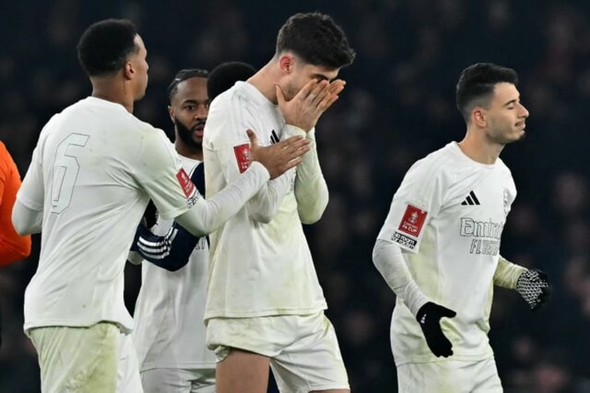 Kai Havertz (centre) missed a penalty in Arsenal's FA Cup exit to Manchester United