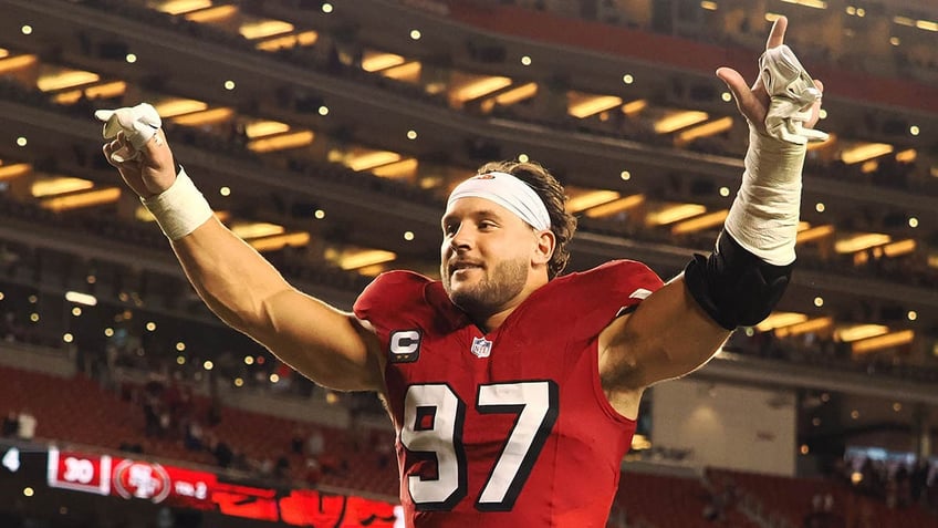 Nick Bosa celebrates