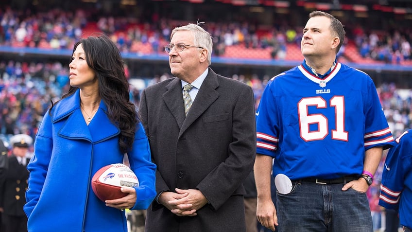 Kim and Terry Pegula on the Bills' field