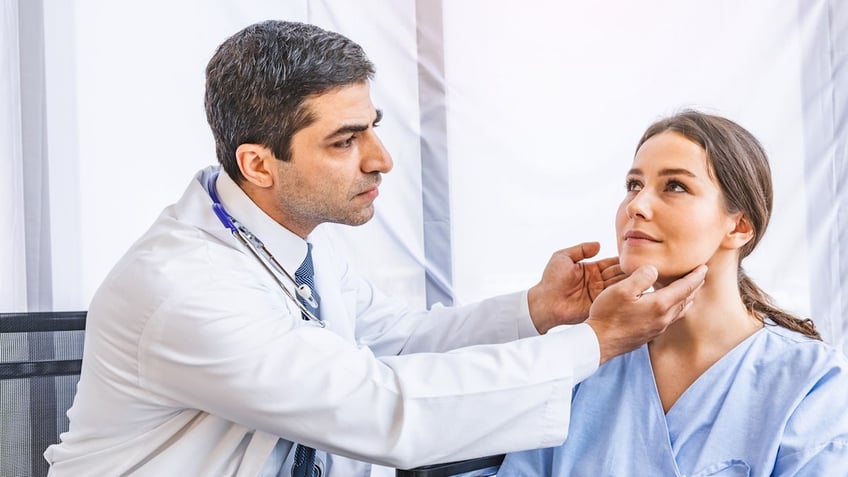 Woman at doctor