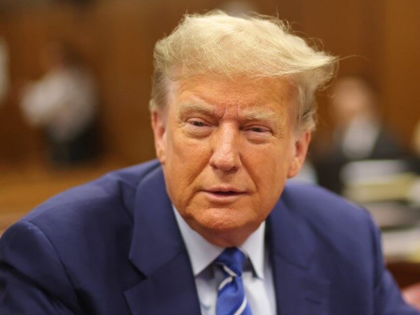 Former President Donald Trump sits in the courtroom during the second day of his criminal