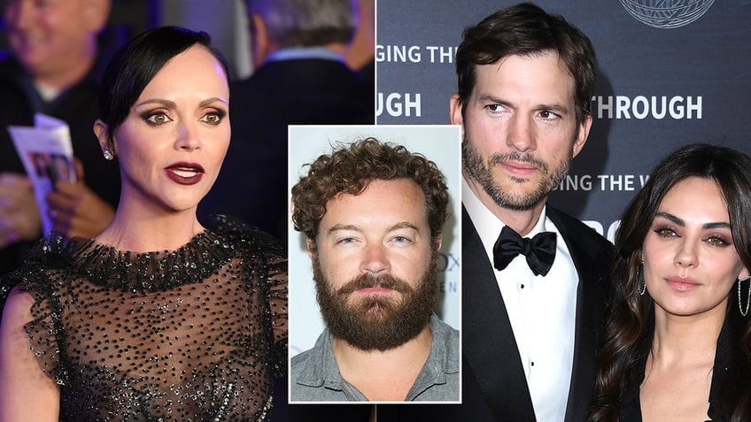 ashton kutcher and mila kunis seemingly shaded by actress christina ricci for danny masterson support