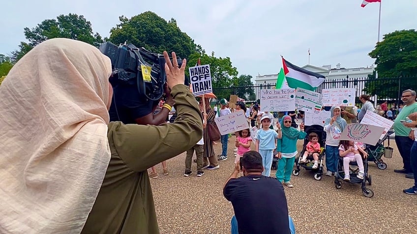 Pro-Iran protesters gathered outside the White House on Sunday, June 22, to call for a global intifada and to decry the US bombing of Iranian nuclear weapons sites.