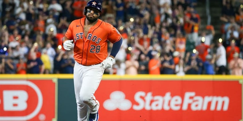 astros first baseman ends eight year home run drought hits two against angels