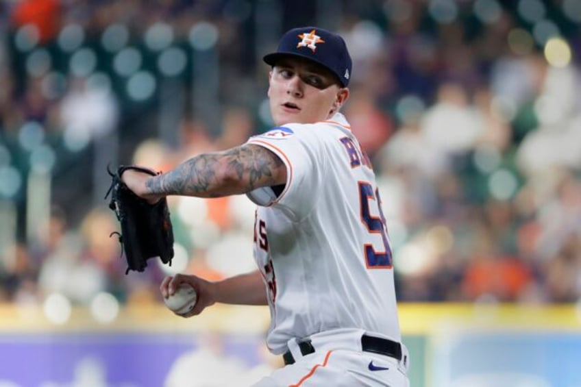 astros hunter brown and bullpen keep athletics hitless through 8 innings