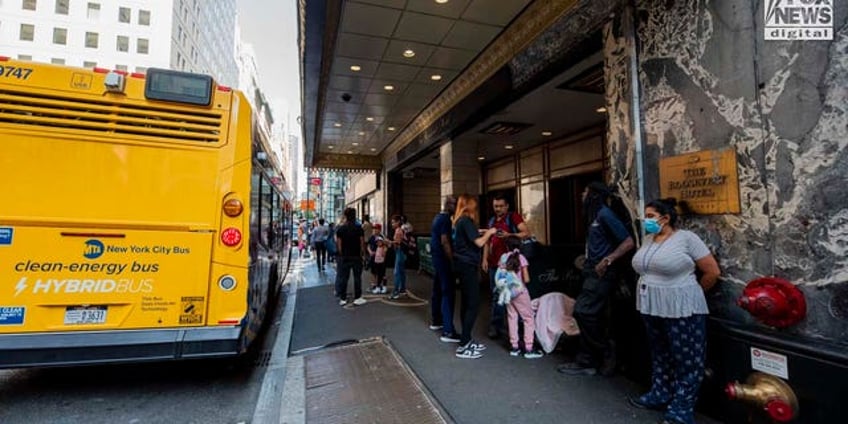 asylum seekers sleep on new york city sidewalk with manhattans roosevelt hotel at full capacity