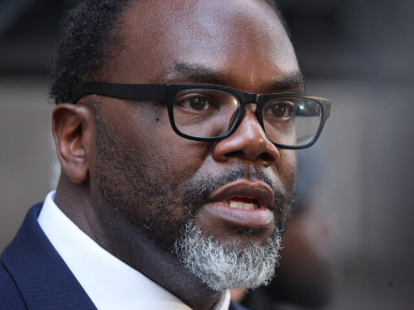 CHICAGO, ILLINOIS - MARCH 07: Chicago mayoral candidate Brandon Johnson holds a press conference outside of city hall where he announced the endorsement of Cook County Board President Toni Preckwinkle on March 07, 2023 in Chicago, Illinois. Johnson, a Cook County commissioner, is facing former Chicago Public Schools CEO Paul …