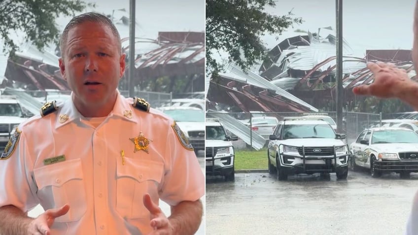 St. Lucie County Sheriff Keith Pearson and tornado damage to a police building