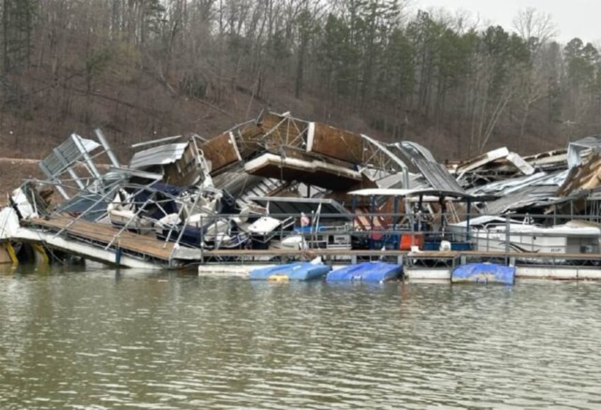 A handout image released by the Missouri State Highway Patrol on March 15 shows a damaged
