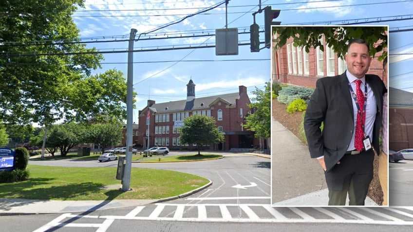 A screenshot of Eastchester high school below a photo of Puccini