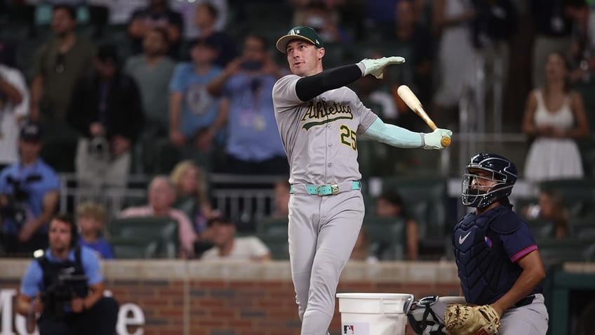 Brent Rooker participates in the home run derby