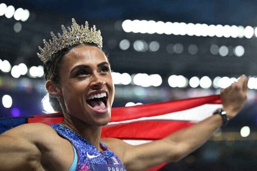 American Sydney Mclaughlin-Levrone after setting a new world record when winning the women