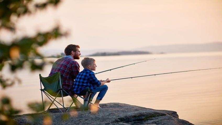 father and son fishing